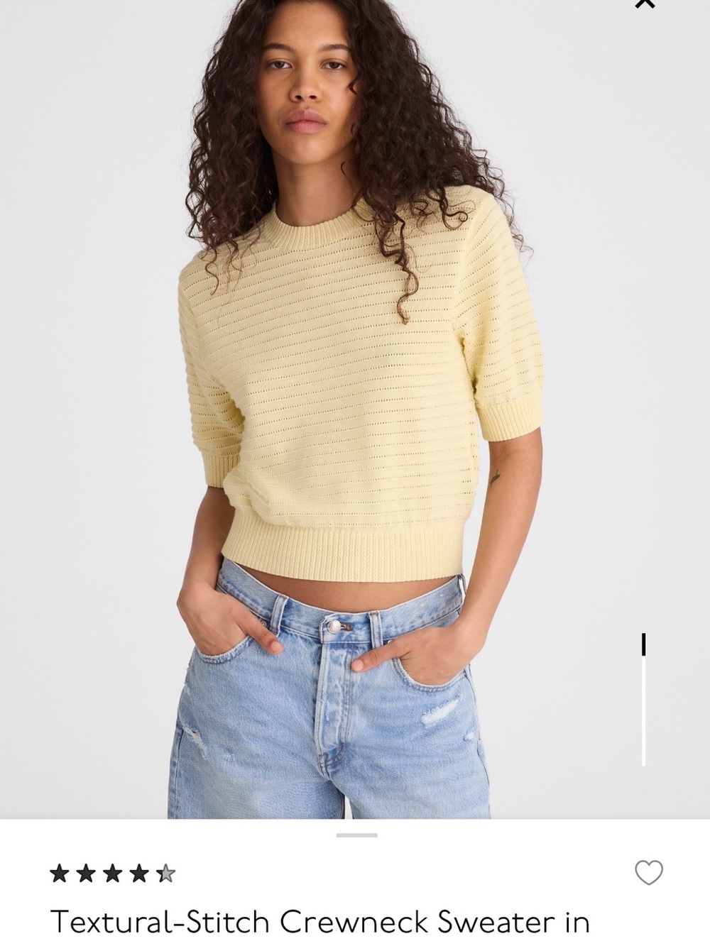 Madewell Short-Sleeve Crewneck Sweater in Pale Yellow